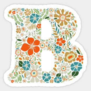 Hippie Floral Letter B Sticker